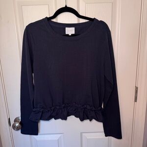 Navy Blue Sundays Sweatshirt with Ruffle Bottom